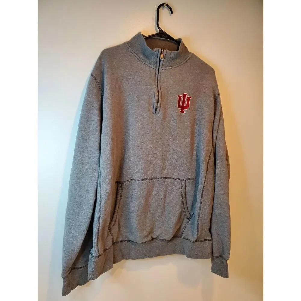 Blue 84 Indiana Hoosiers 1/4 Zip Pullover Sweatshirt Gray Men's XL